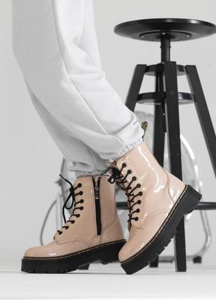 Женские ботинки на меху dr michel martens jadon platform leather fur