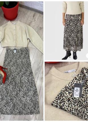 Продам набором кардиган zara, новую юбку в принт primark