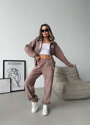 Уютные теплые костюм спортивный флис полар кофта на молнии и штаны