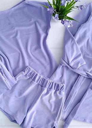 Велюрова піжама з халатом