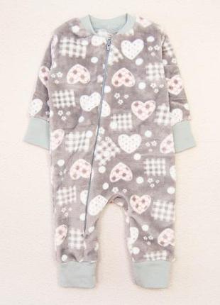 Теплий комбінезон , ромпер , чоловічок дитячий , велсофт (махра) , 74 - 98 см