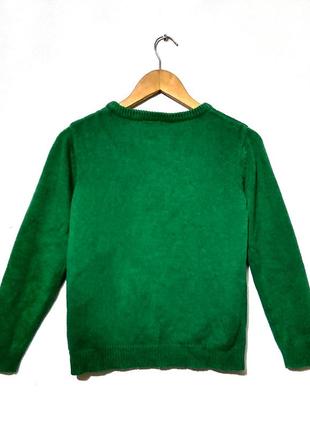 Зеленый свитер с оленем в очках яркий2 фото