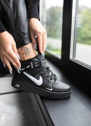 Женские кроссовки nike air force high black (термо) v / smb2 фото