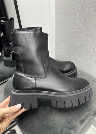 Ботинки кожаные ботинки zara