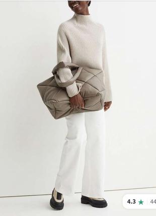 Бежевый короткий свитер в рубчик h&m