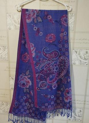 Pashmina двусторонний шарф палантин шаль пашмина платок с бахромой огурцы королевский шик