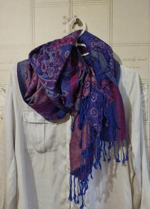 Pashmina двусторонний шарф палантин шаль пашмина платок с бахромой огурцы королевский шик