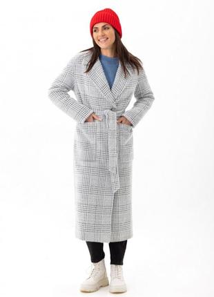 Пальто жіноче довге утеплене зимове еко альпака, пряме вільного крою, біле, original brand