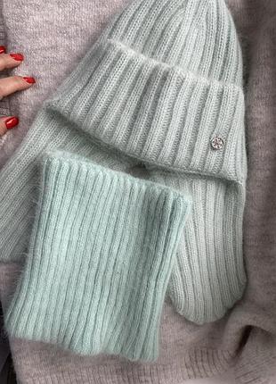 Новый набор шапка ушанка и хомут ангора