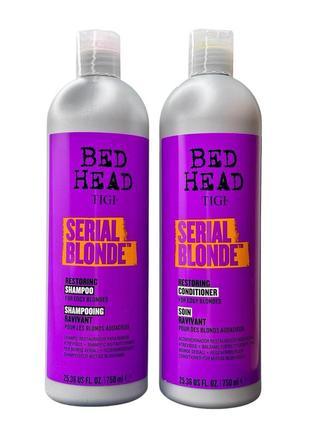 Шампунь та кондиціонер для блондинок tigi bed head colour combat dumb blonde tween 750 ml
