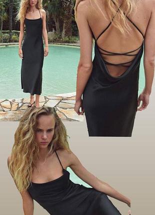 Оригінальна коктельна атласна сукня zara