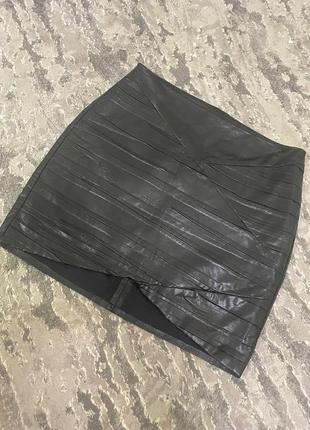 Юбка мини экокожа zara