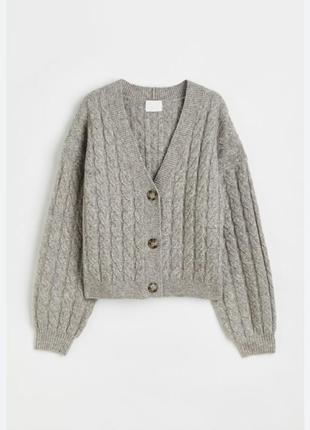 Теплый вязаный кардиган свободного кроя h&m