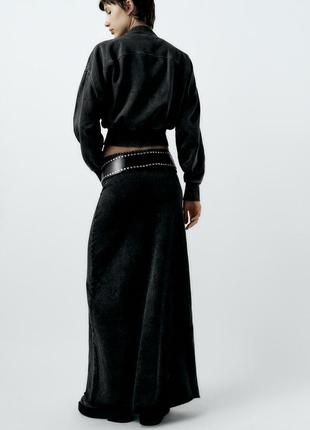 Костюм zara худі та спідниця, нова колекція, юбка максі, варений ефект, виварений костюм3 фото
