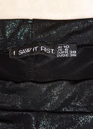 Блестящие брюки палаццо чёрные широкие штаны с зелёным блеском