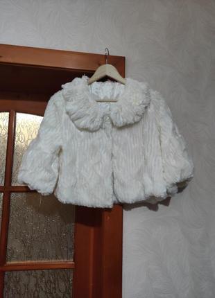 Укороченная куртка жакет балеро из искусственного меха