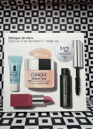 Набір тревел версій бестселерів clinique all stars крем помада туш
