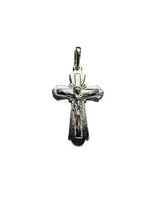 Серебряный крестик с распылением исуса христа ✝️ | классика и дружба