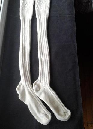 Панчохи в'язані білі гольфи за коліно
