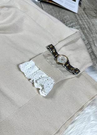 Стильная, нежная кофточка украшена кружевом3 фото