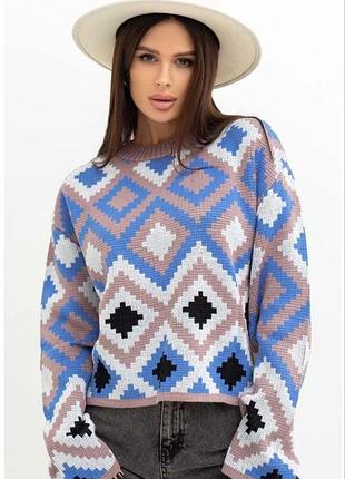 Теплый вязаный 🧶 свитер в этно-стиле " лайт"