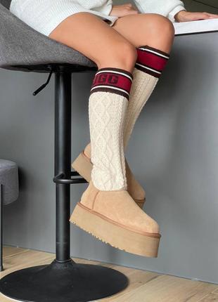 Женские ботинки ugg sweater letter boots chestnut