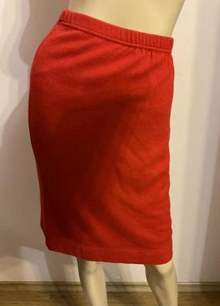 Итальянская красная трикотажная юбка/ xl/ шерсть 80%