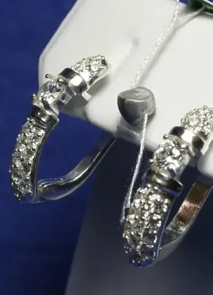 Срібні сережки шарм з фіанітами 5740-р