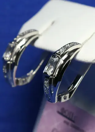 Серебряные серьги с фианитом (родированные) 00047-р