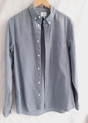 Вельветовая серая рубашка от h&m размер м