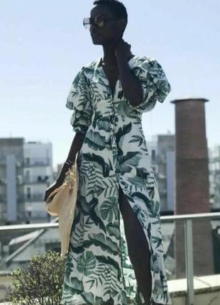 Новое льняное платье h&m платье лен платье льняное льняное льняное цветочное johanna ortiz8 фото