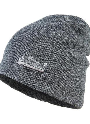 Шапка бини superdry серый хлопок