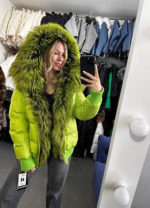 Жіночи куртки пуховики з хутром чорнобурки❤️,s-xl