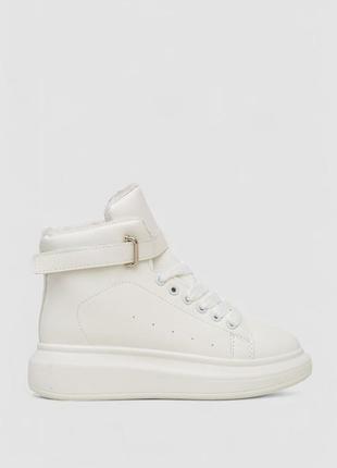 Ботинки зимние женские на меху, цвет белый,