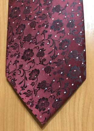 Галстук новый бордовый узор из цветов белые точки  с переливом romul&rem collection ручная работа