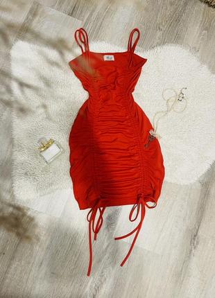 Oh polly червона сукня на завʼязках трансформер на шнурівці міні плаття
