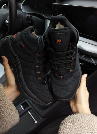 Зимові чоловічі черевики merrell ice cap moc чорні з помаранчевим