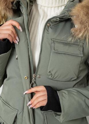 Куртка женская зимняя, цвет темно масляный