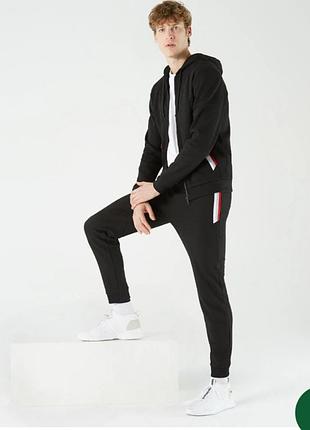 Lacoste спортивные брюки мужские штаны с манжетом лакоста чёрные штаны