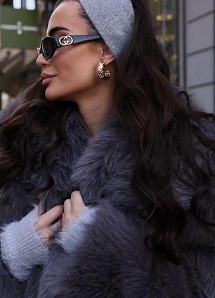 100% предоплата шуба жіноча коротка, оверсайз, екошуба, темно-сіра