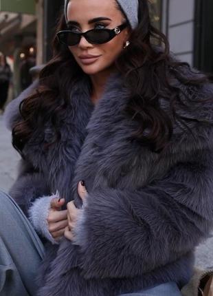 100% предоплата шуба жіноча коротка, оверсайз, екошуба, темно-сіра
