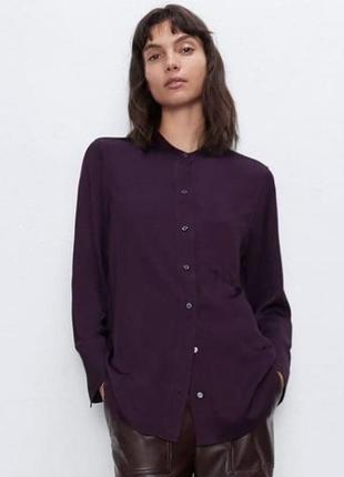 Шикарная сатиновая рубашка из вискозы zara