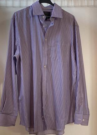 Сорочка чоловіча в смужку двох кольорів фіолетовий відтінок
