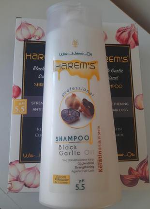 Шампунь з олією чорного часника від випадіння волосся harems 350 ml