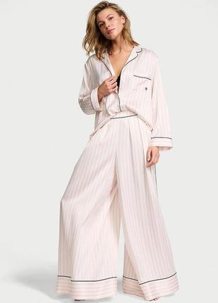 Новинка!ідея подарунка сатинова піжама+ пакет палаццо satin palazzo pajama set l victoria's secret оригінал
