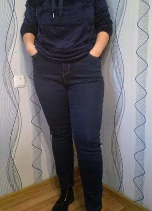 Прямые джинсы с высокой посадкой, утепленные джинсы прямого кроя