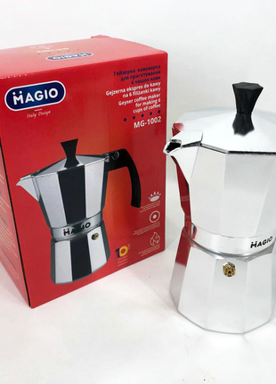 Гейзерная кофеварка magio mg-1002 300 мл, гейзер для кофе, кофеварка гейзерного типа, ws89381