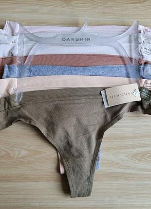 Жіночі бавовняні стрінги трусики комплект 7 штук danskin intimates