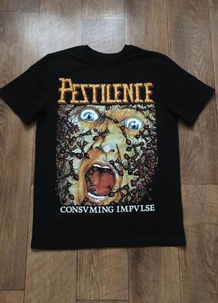 Мерч футболка death metal группы pestilence рок атрибутика