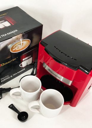 Крапельна кавоварка domotec ms-0705 500 вт з двома порцеляновими чашками в ws49114